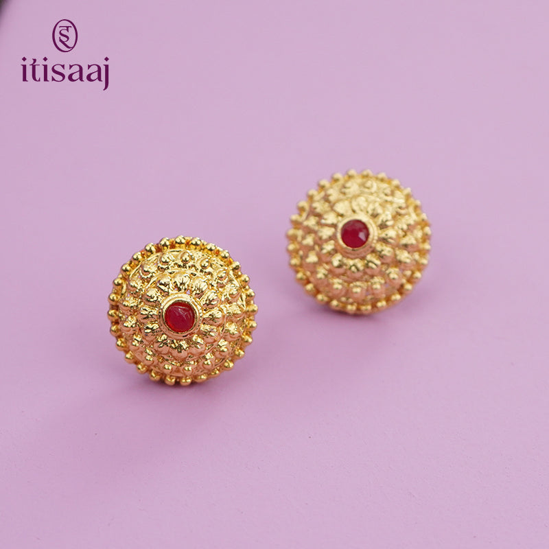 Traditional Antique Gold Finish Long Four Layer Vati Mangalsutra Set with Earrings - 4800-04