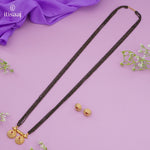 Traditional Antique Gold Finish Long Four Layer Vati Mangalsutra Set with Earrings - 5090