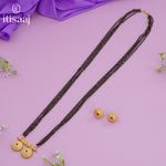 Traditional Antique Gold Finish Long Four Layer Vati Mangalsutra Set with Earrings - 4662