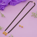Traditional Antique Gold Finish Long Four Layer Vati Mangalsutra Set with Earrings - 5083