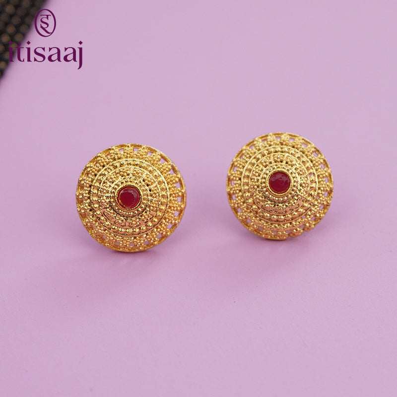 Traditional Antique Gold Finish Long Four Layer Vati Mangalsutra Set with Earrings - 4662
