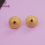 Traditional Antique Gold Finish Long Four Layer Vati Mangalsutra Set with Earrings - 4662