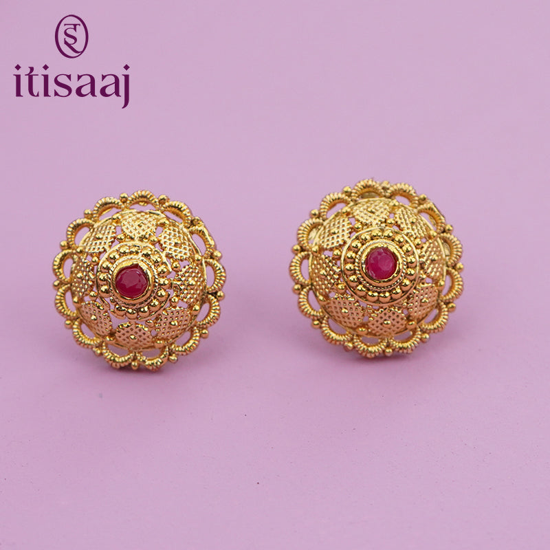Traditional Antique Gold Finish Long Four Layer Vati Mangalsutra Set with Earrings - 5091