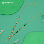 Traditional Black Bead Short Mangalsutra Chain with Spherical Textured Pendant - 4910