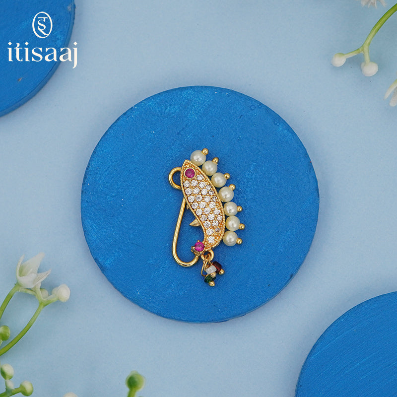 Traditional Bridal Wear Nath/Nose Pin (Pressing) - 5131