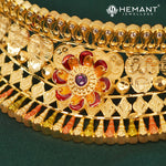 Traditional Forming Gold Kolhapuri Gala-bandh Choker Set with Meenakari - 5334