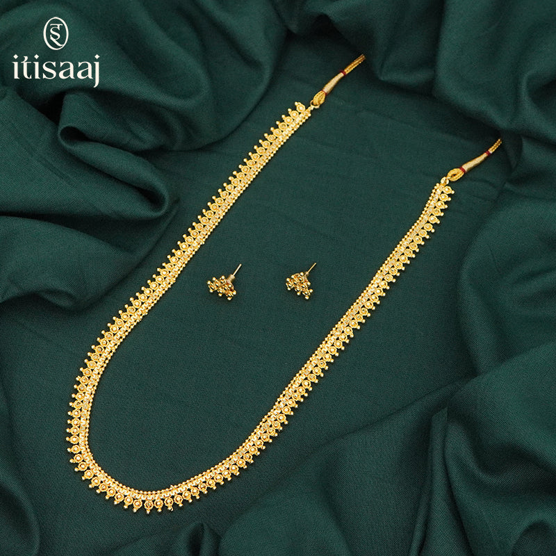 Traditional Gold Plated Long Necklace Set - 1157
