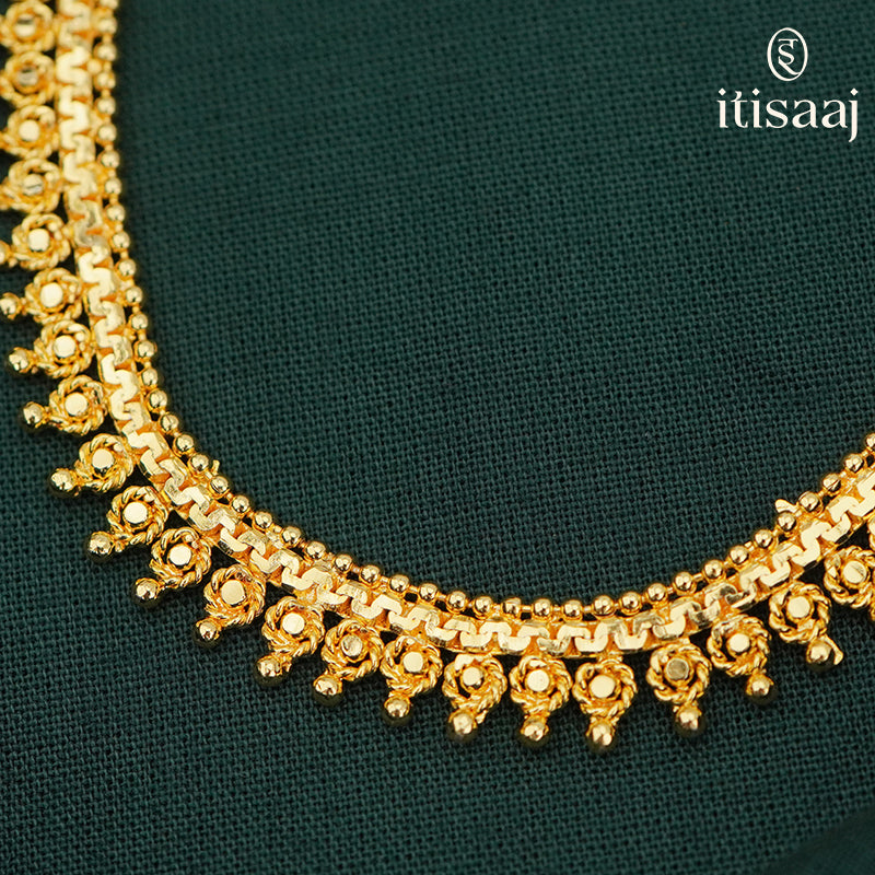 Traditional Gold Plated Long Necklace Set - 1157