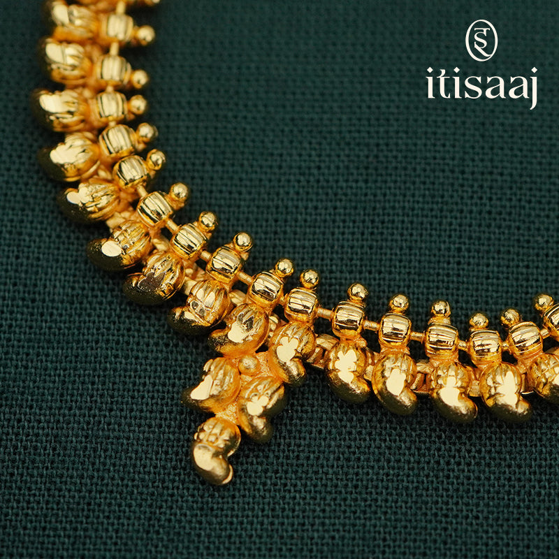 Traditional Long Necklace Set with Matching Koyari Stud Earrings - 4123