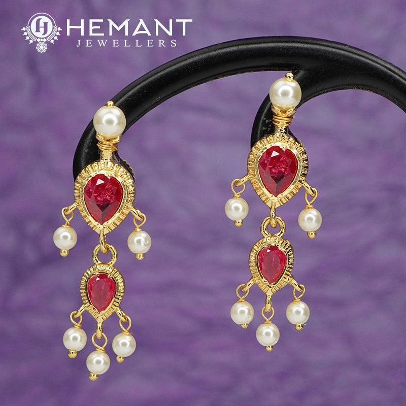 Traditional Maharashtrian Moti Mala 3 Line Puneri 5 Stone