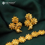 Traditional Maharashtrian Floral Pushpa Mala Necklace Set | Kolhapuri Short Jewellery - 5221