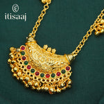 Traditional Maharashtrian Kolhapuri Chain Ghas Boat with Earrings - 3986