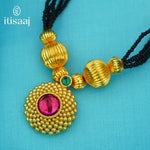 Traditional Maharashtrian Kolhapuri Mangalsutra 3 Jav Saj Rava 5 Line - 4697