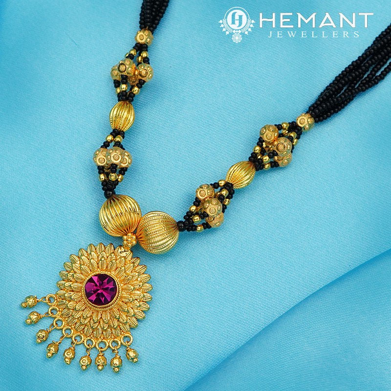 Traditional Maharashtrian Kolhapuri Mangalsutra 5 MM Dot Gattha Surya - 519