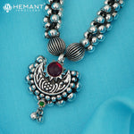 Traditional Maharashtrian Kolhapuri Mangalsutra 5 No. Patch Chand Silver(Oxidized) - 5530