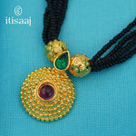 Traditional Maharashtrian Kolhapuri Mangalsutra Plain Saj Rava Tilak - 1928