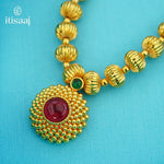 Traditional Maharashtrian Kolhapuri Mangalsutra Saj Rava 5 Line Pendal - 4958