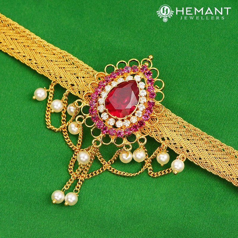 Traditional Maharashtrian Kolhapuri Micro Gold Plated Baju Band 1 Pc. II Gadha Big Chatai Paan