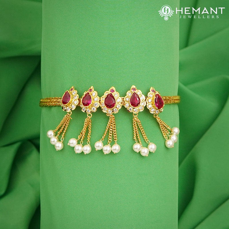 Traditional Maharashtrian Kolhapuri Micro Gold Plated Baju Band 5 Pc. Patra Same Paan