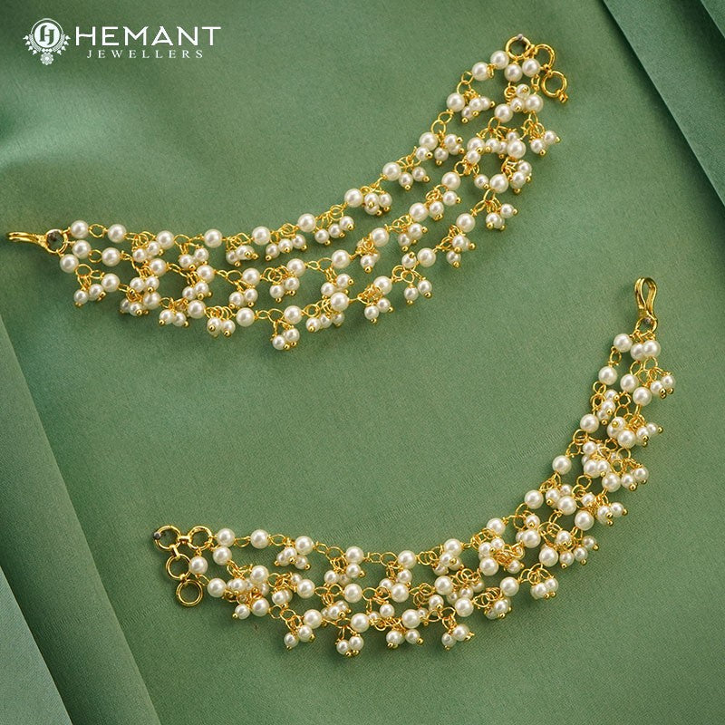 Traditional Maharashtrian Kolhapuri Micro Gold Plated Kan Chain Moti I ...