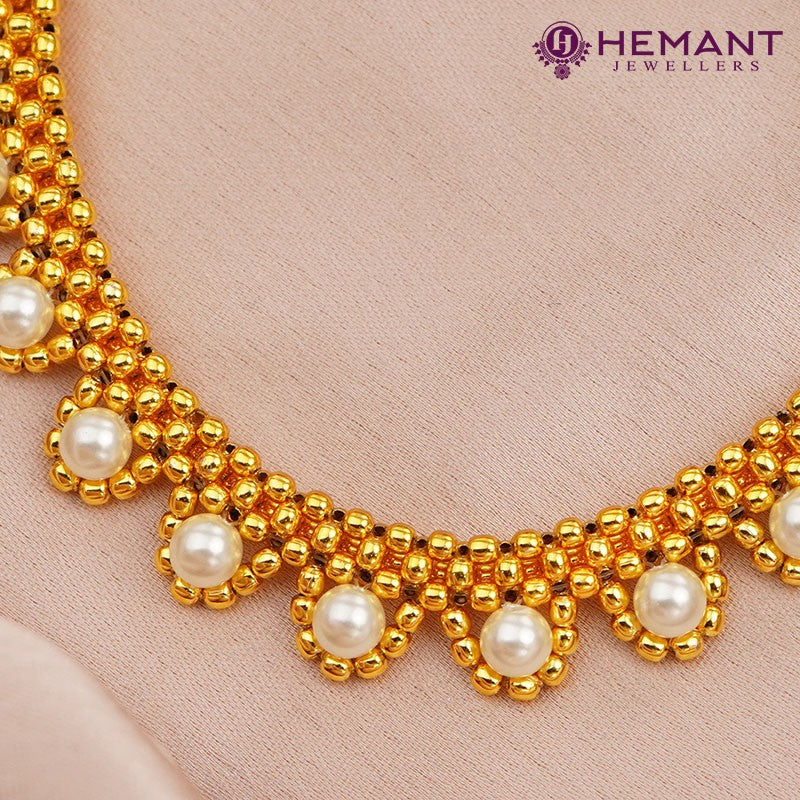 Traditional Maharashtrian Kolhapuri Micro Gold Plated Thushi 21 Moti Band