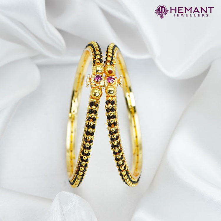 Traditional Maharashtrian Kolhapuri Micro Gold Plated Thushi BG Bangle ...