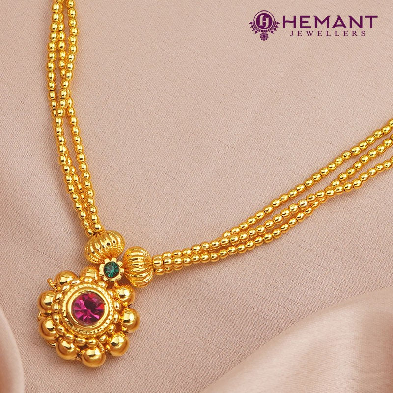 Traditional Maharashtrian Kolhapuri Micro Gold Plated Thushi Golden Loose Saj 28 No.