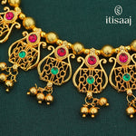 Traditional Maharashtrian Kolhapuri Peti Har 15 Kalash Pendal with Earrings - 5488