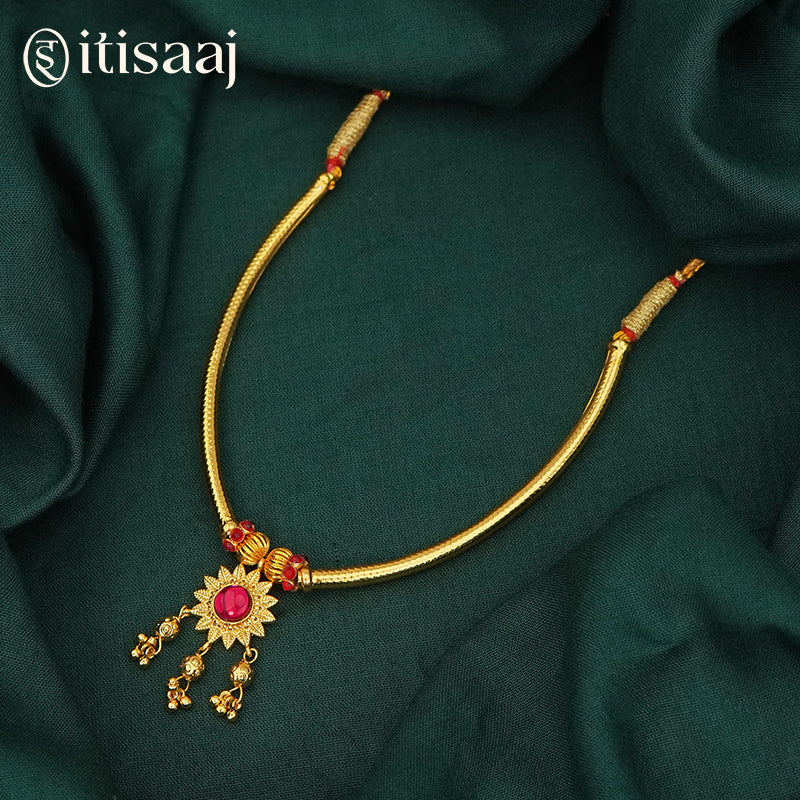 Traditional Maharashtrian Kolhapuri Shivai Har Nice Flower Potya - 4291