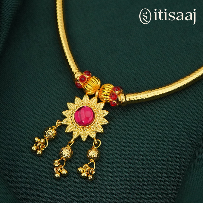 Traditional Maharashtrian Kolhapuri Shivai Har Nice Flower Potya - 4291