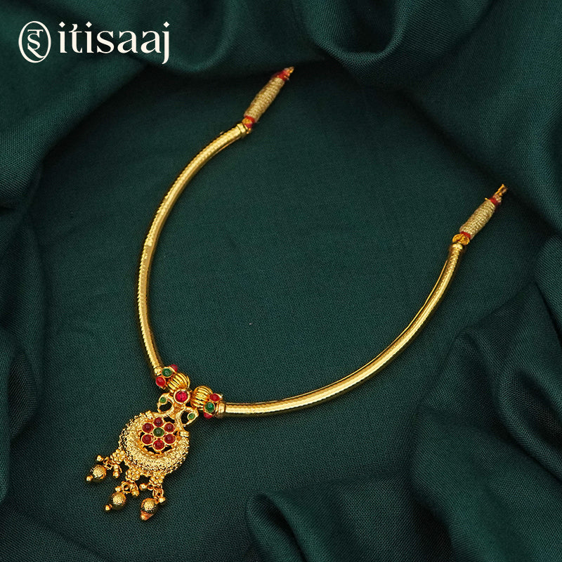 Traditional Maharashtrian Kolhapuri Shivai Har Nice Peacock - 3712