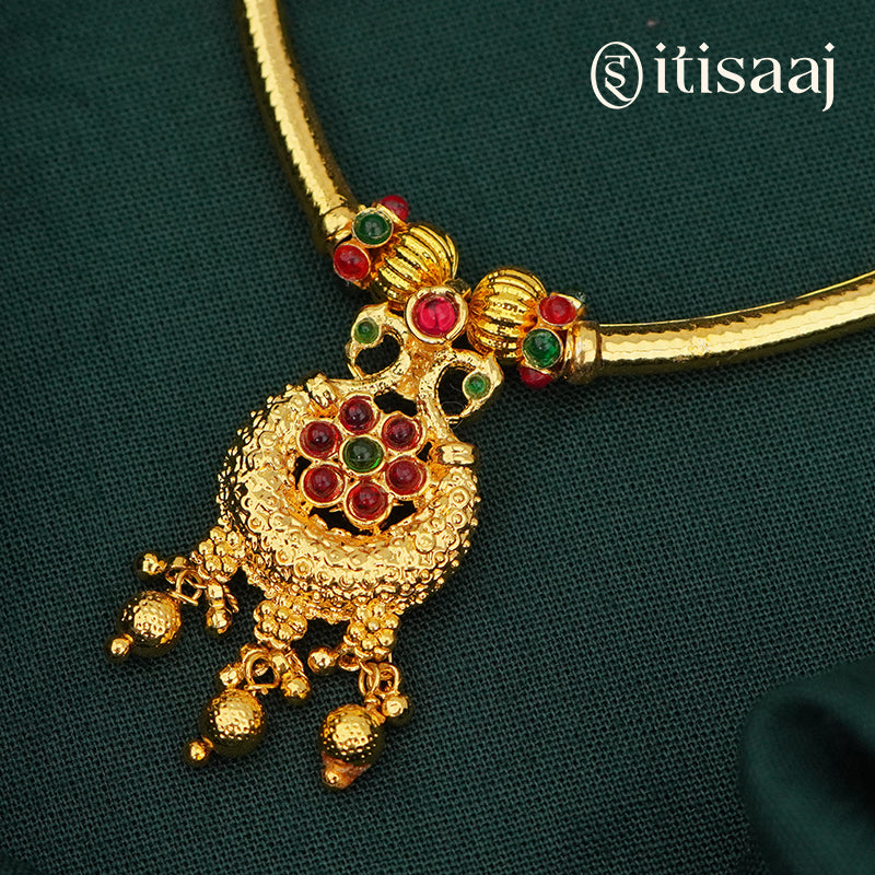 Traditional Maharashtrian Kolhapuri Shivai Har Nice Peacock - 3712