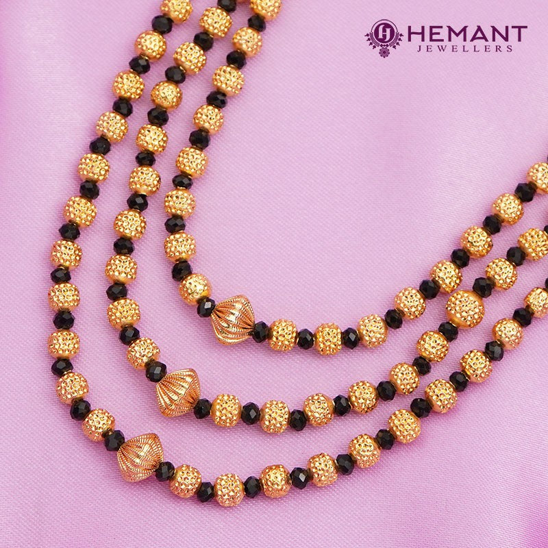 Traditional Maharashtrian Kolhapuri Spot Mala Black Color 3 Line - 3652
