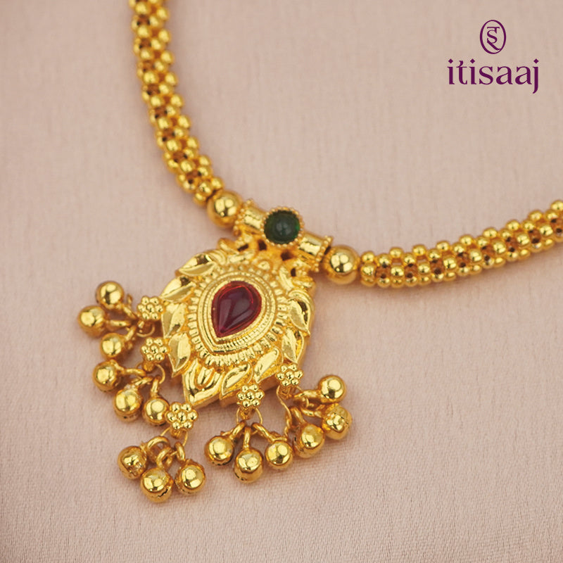 Traditional Maharashtrian Kolhapuri Thushi 0 No. Pan Pendal 5 Naka - 4818