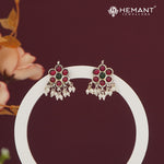 Traditional Maharashtrian Kolhapuri Tops 7 Potya Stone Silver(Oxidized) - 5523
