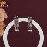 Traditional Maharashtrian Kolhapuri Tops Flower Kalash Peti Silver(Oxidized) - 5055