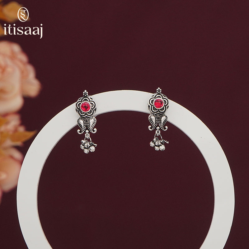 Traditional Maharashtrian Kolhapuri Tops Flower Koyali Silver(Oxidized) - 5052