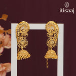 Traditional Maharashtrian Micro Gold Plated Earcuff Kan Jhumka Earrings with Intricate Filigree Work - 5544