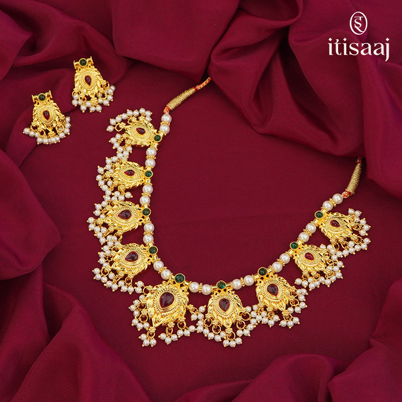 Traditional Maharashtrian Moti Har 9 Pan - 5509