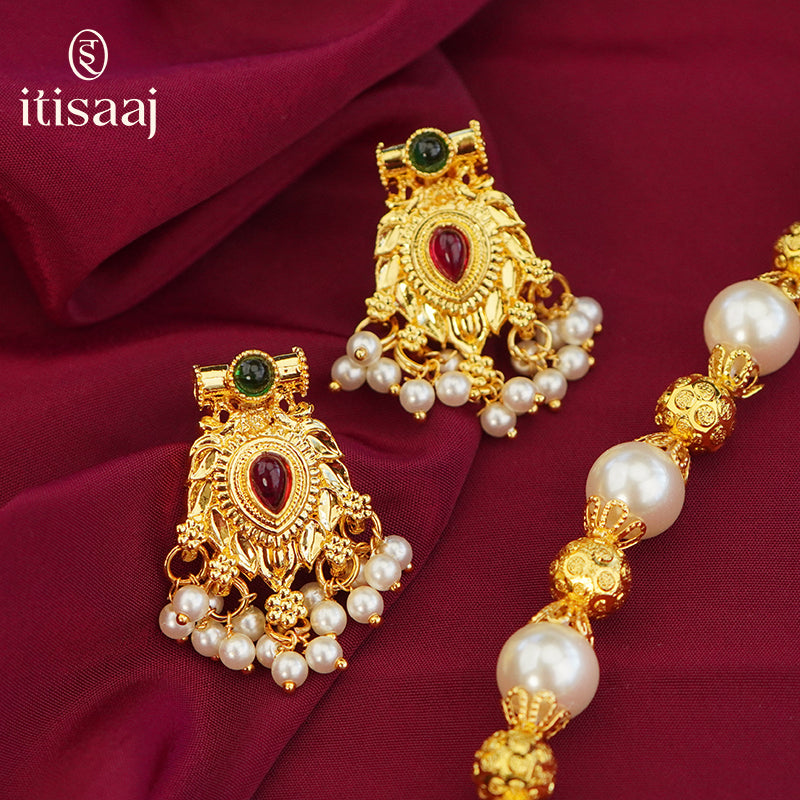 Traditional Maharashtrian Moti Mala 10 MM Pan Pendal - 4770