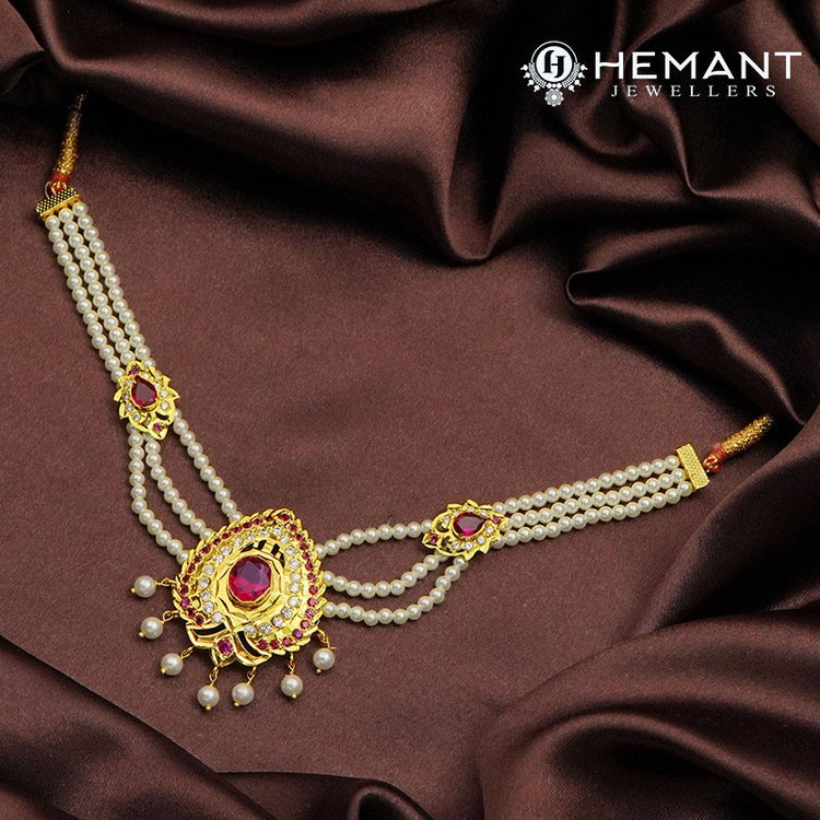 Traditional Maharashtrian Moti Moti Har Short Center Pc. Big Oval Bada ...