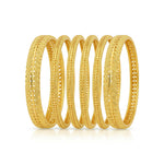 Traditional Micro Gold Plated 6-Piece Bangle Set (Bilwar Patli Set) - 5833-35