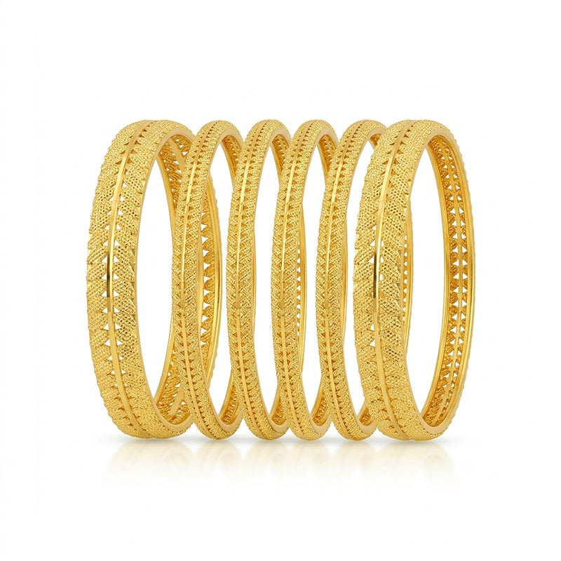 Traditional Micro Gold Plated 6-Piece Bangle Set (Bilwar Patli Set) - 5833-35