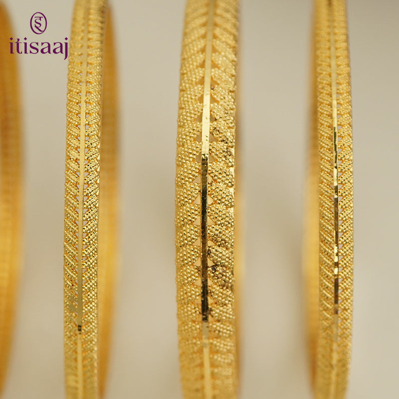 Traditional Micro Gold Plated 6-Piece Bangle Set (Bilwar Patli Set) - 5833-35