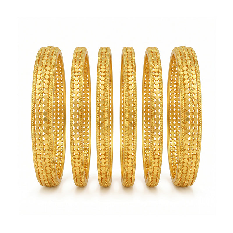 Traditional Micro Gold Plated 6-Piece Bangle Set (Bilwar Patli Set) - 5836-38