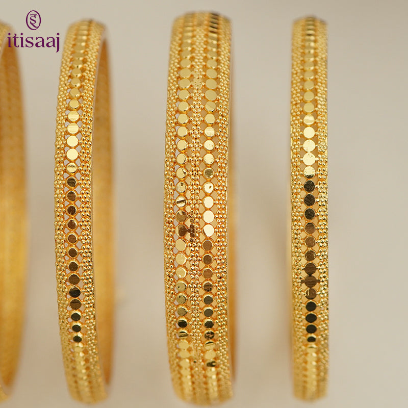 Traditional Micro Gold Plated 6-Piece Bangle Set (Bilwar Patli Set) - 5836-38