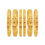 Traditional Micro Gold Plated 6-Piece Bangle Set (Bilwar Patli Set)