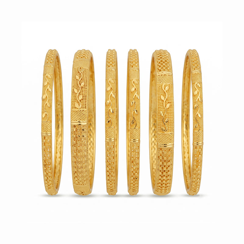 Traditional Micro Gold Plated 6-Piece Bangle Set (Bilwar Patli Set)