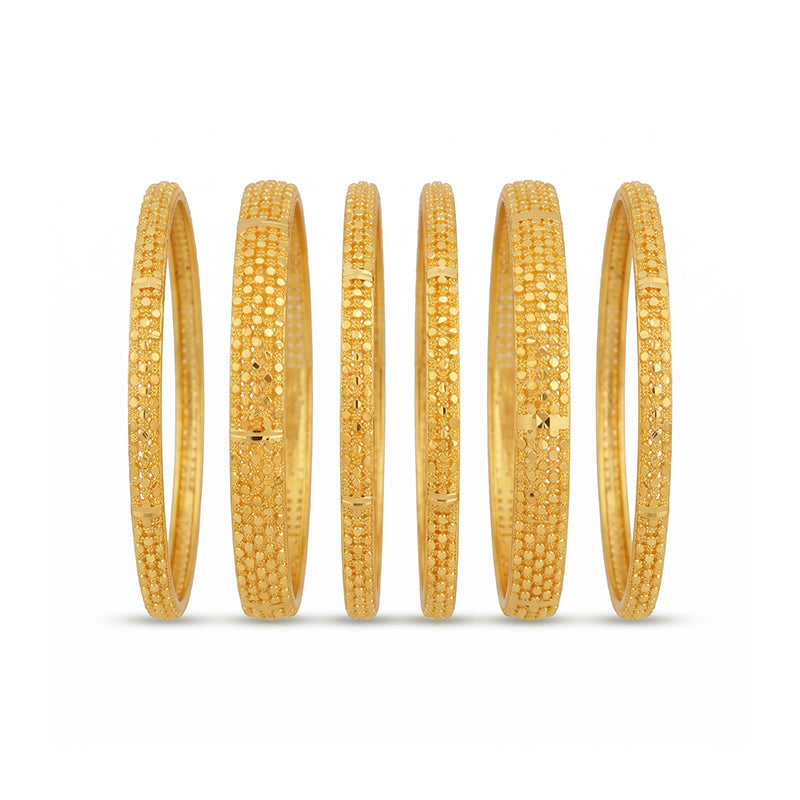 Traditional Micro Gold Plated 6-Piece Bangle Set (Bilwar Patli Set)