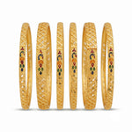 Traditional Micro Gold Plated 6-Piece Bangle Set (Bilwar Patli Set)